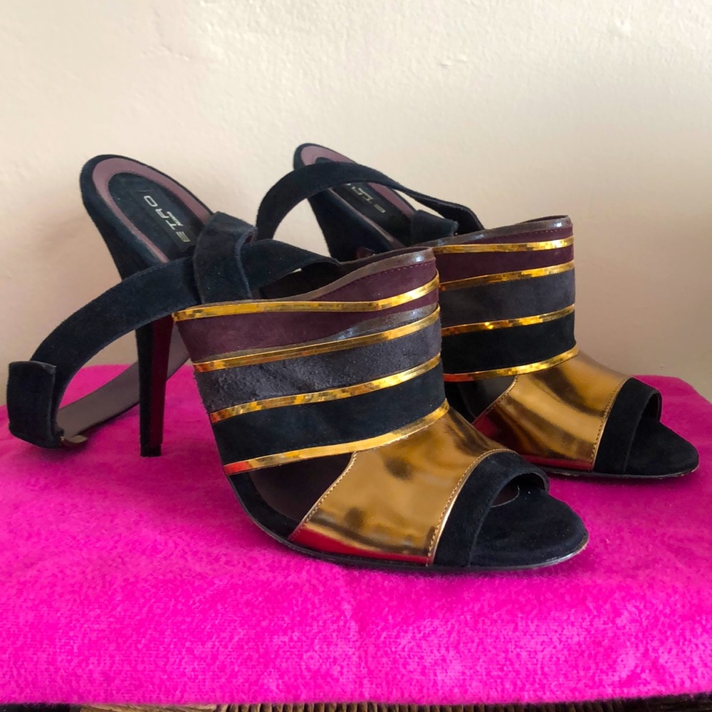 Etro Gold & Merlot High Heels Sz39.5